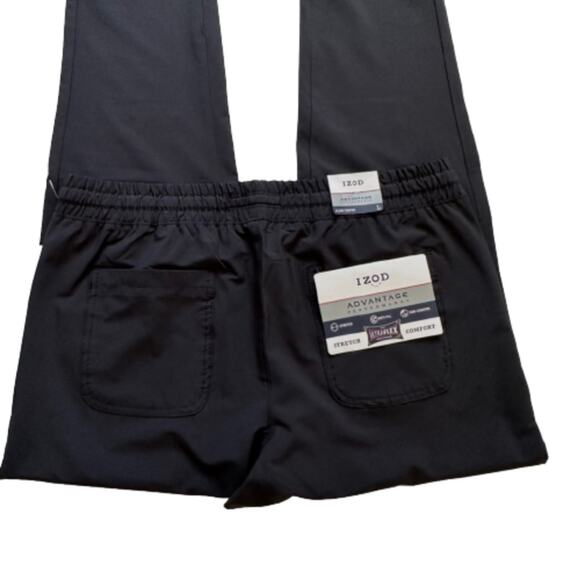IZOD Mens Active Pants Black Advantage Performance Slim Tapered Fit Large NEW - Picture 9 of 12